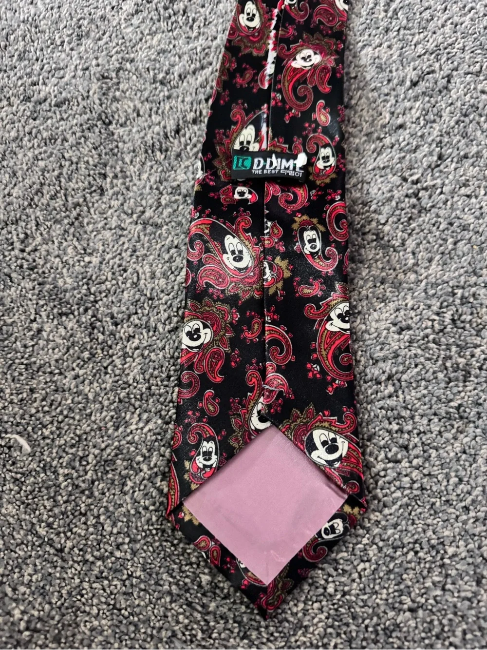 & Other Stories Black Tie with Red Paisley and Playful Character Faces